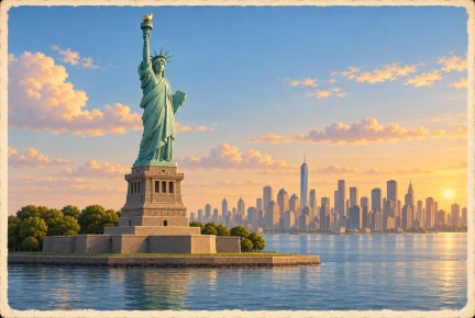 The Statue of Liberty in New York Harbor