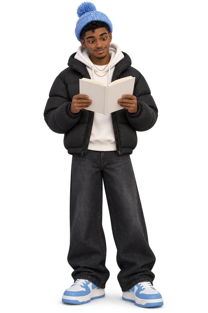 William reading a book